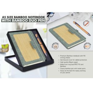 101-Q198 *A5 Size Bamboo Notebook With Bamboo Duo Pen