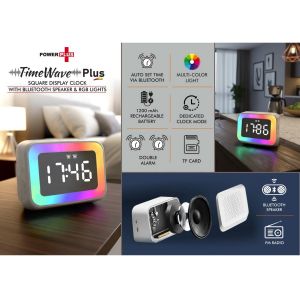 101-A153*TimeWave Plus Square display clock with Bluetooth speaker & RGB