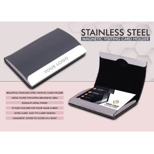 101-B139*Stainless Steel Magnetic Visiting Card holder Gray