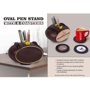 101-B177*Oval Pen stand with 6 coasters