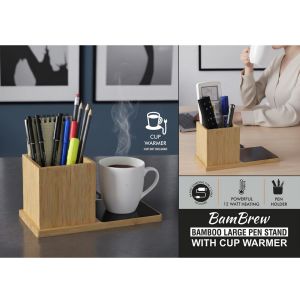 101-C200*BamBrew Bamboo Large Pen stand with Cup warmer