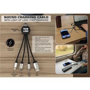 101-C78A*Round charging cable with light up logo