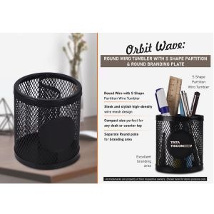 101-E376*Orbit Wave Round Wiro tumbler with S shape partition & Round Branding Plate