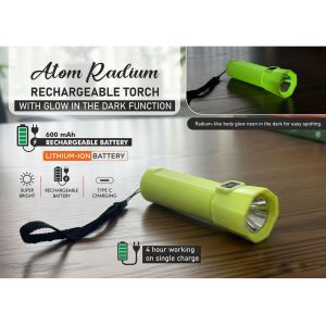 101-E392R*Atom Radium Rechargeable torch with Type C charging
