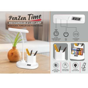 101-E403*PenZen Time: Rechargeable LED Lamp With Clock