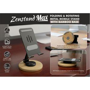 101-E421*Zenstand Max Folding & Rotating Metal Mobile Stand with bambo