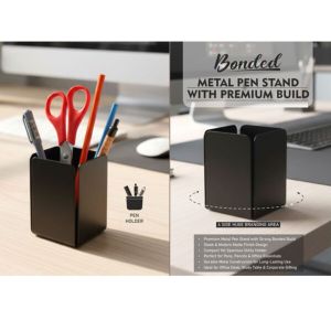 101-E429*Bonded Metal pen stand with premium build 4 side Huge branding area