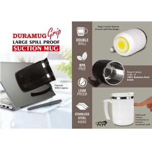 101-H316*DURAMUG GRIP- LARGE SPILL PROOF SUCTION MUG WITH FLIP TOP LID