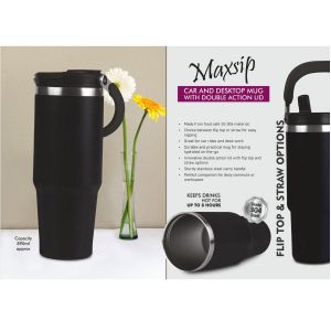 101-H330*MaxSip Car and Desktop Vacuumized Mug with Double action Lid