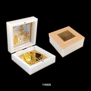 Kb GOLD mini pooja box (white)