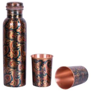 Digital Print copper bottle with 2 glass gift set DC 5