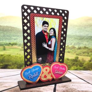 Sublimation Wooden pf with Special Effect Double Heart WITH NAME